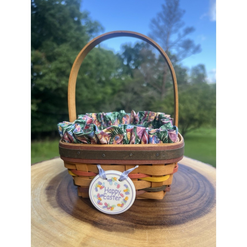 Longaberger 1998 Easter Basket Happy Easter Pottery Tie On Liner 6" Square